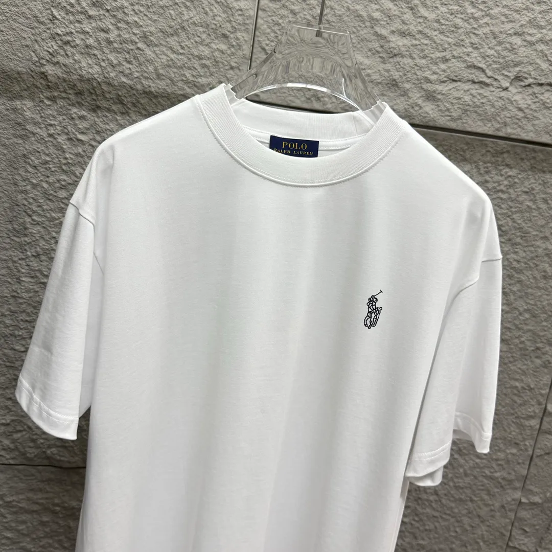 🅿️180 Polo* Ralph Lauren 2025 spring and summer new style Classic letter pony embroidery Customized double yarn plain cotton fabric Short-sleeved T-shirt Unisex Color: Black White Angora Red Size: S (90-130 pounds) M (120-150 pounds) L (140-165 pounds) XL (160-180 pounds) XXL (180-210 pounds)